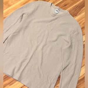 Zara | Cream Ribbed Long Sleeve Top